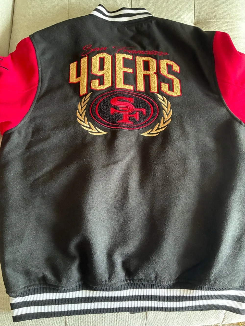 NFL San Francisco 49ers Black, Red &Gold Varsity Jacket